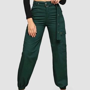 Self tie solid utility cargo pants